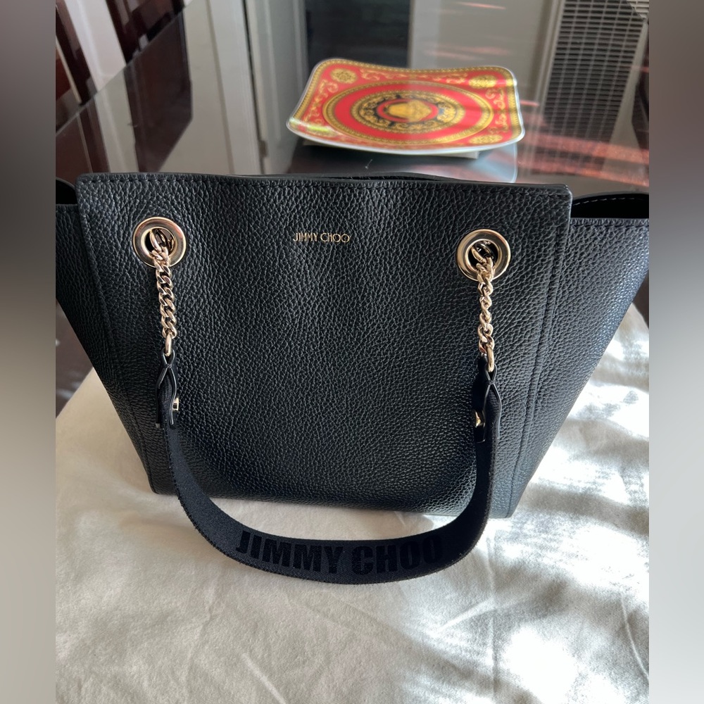Jimmy Choo Black Leather Tote Bag
